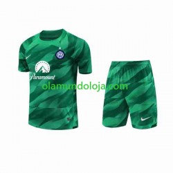 Camisola Inter de Milão Guarda-redes Criança Equipamento Segundo 2023-2024 Manga Curta